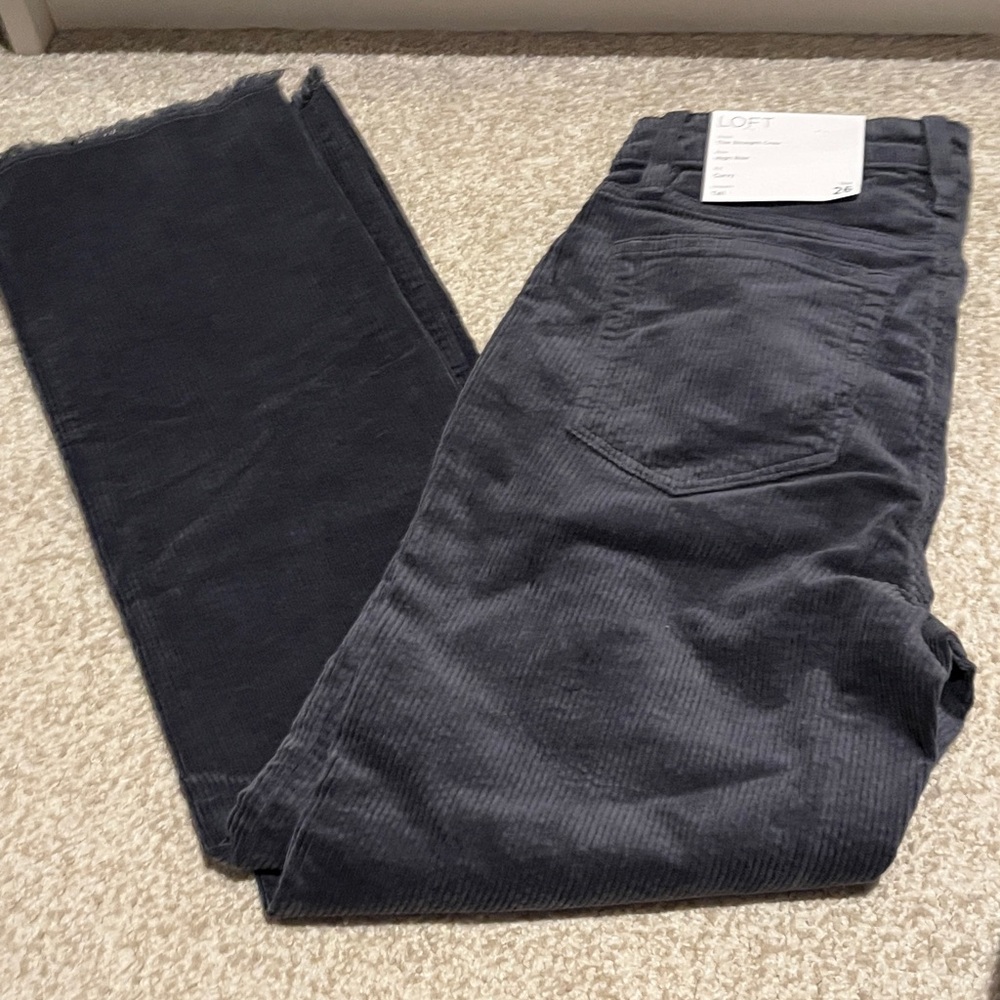 LOFT Charcoal Corduroy Trousers
